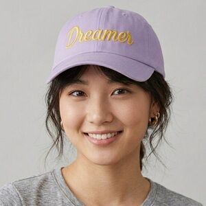 Dreamer Lavender Mom Hat Adjustable Strap Embroidered Script Baseball Cap Gift